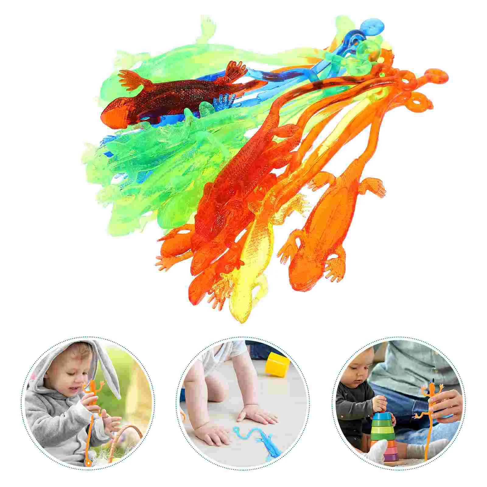 

20 Pcs Lizard Soft Gummy Ball Toys Sticky Interactive Gift Spoof Children Creative