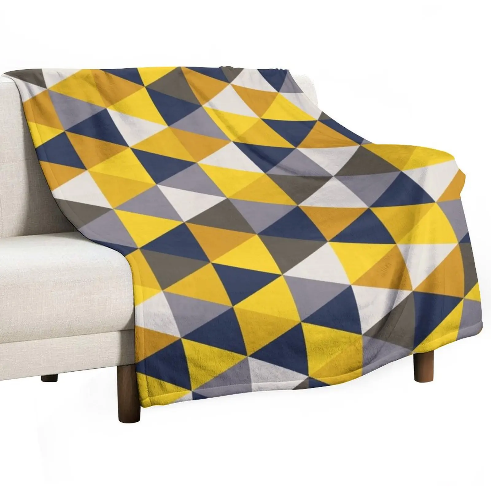 Grey, Blue and Mustard Yellow Geometric Throw Blanket Hairy Sofa Throw for babies Thin Blankets