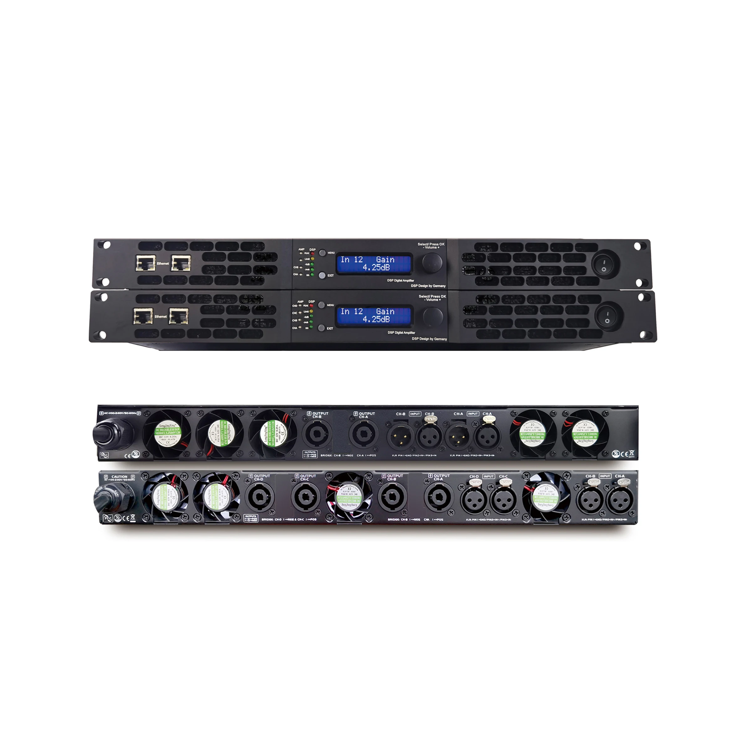 MARCO GaN50DSP Professional Power Amplifier 2*4200W 1U Digital DSP Audio System Wide Voltage 80V-296V PFC Soft Switching
