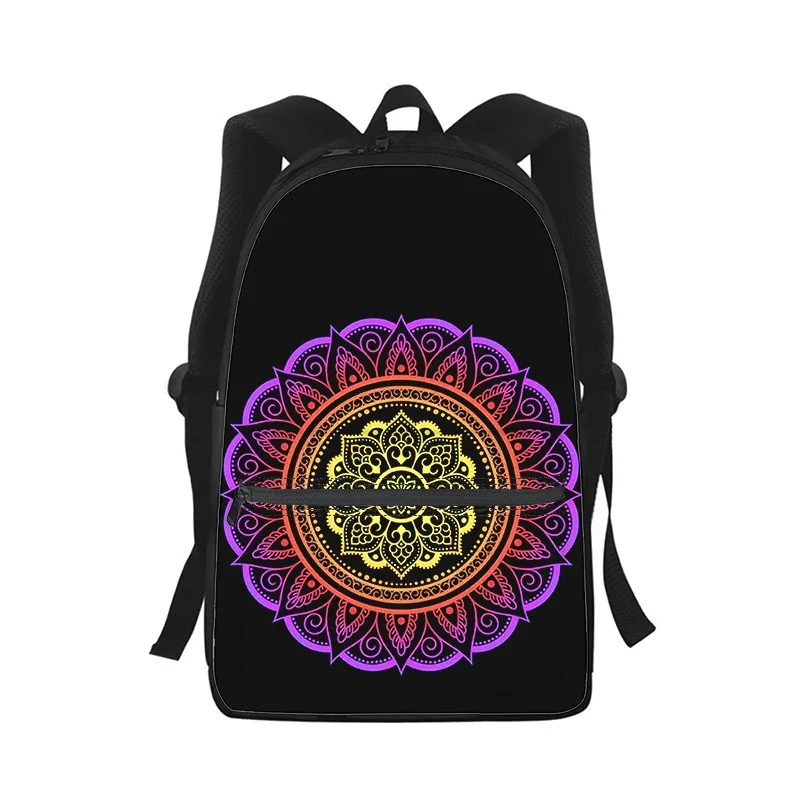 Tas punggung motif bunga Mandala, tas ransel Laptop, tas sekolah, tas pelajar, tas punggung motif 3D, tas seni totem Mandala, tas pundak anak-anak