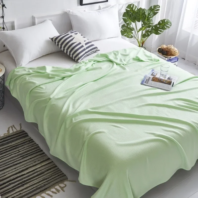 100% Bamboo Fiber Summer Blanket Spring Natural Plant Cooling Quilt Air Condition Comforter Thin Diamond Grid Lightweight Duvet