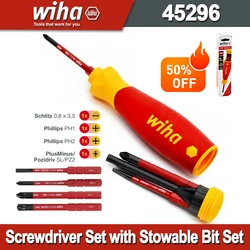 Wiha 4 In 1 Multifunctional Insulated Screwdriver with Bit Magazine PocketMax Electric for Phillips Slotted Pozidriv Screw 45296