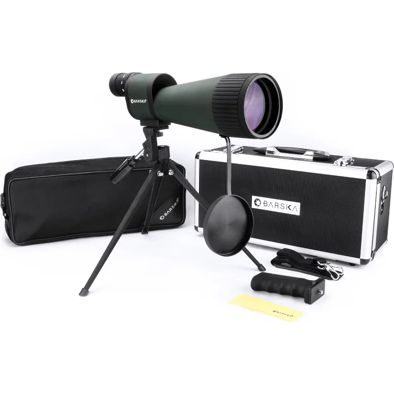 Barska Benchmark Alcance de mira recto impermeable con alta potencia de zoom, enfoque de objetivo, estuche de transporte (25-125x88)
