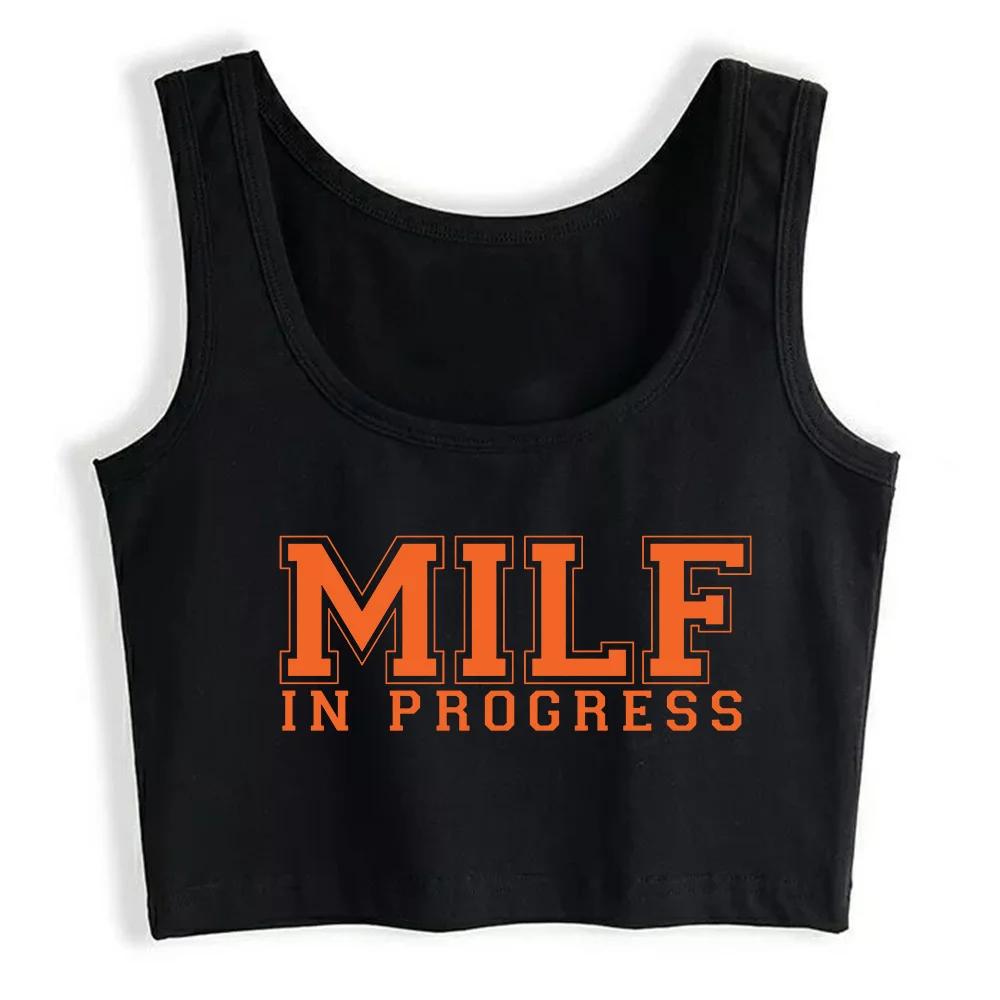 MILF - in progress Print Tank Top Women\'s Yoga Sports Workout Crop Top Gym Tops vest