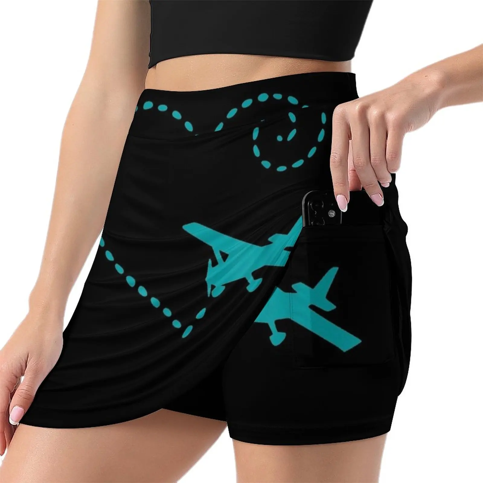 Teal Airplane Heart Plane Woman Pilot Mini Skirt summer outfits for women 2025 Women's skirts