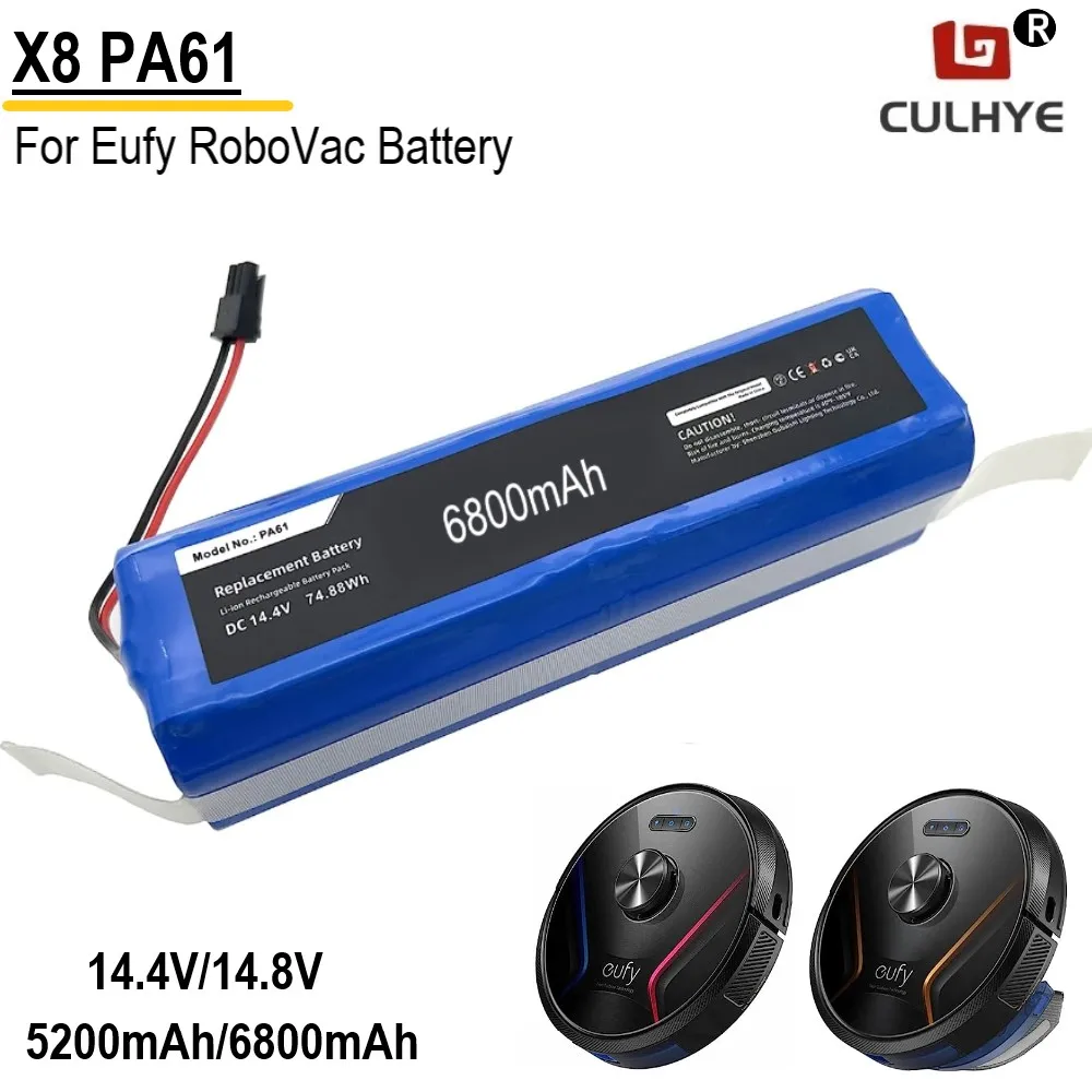 

Replacement Battery for Eufy RoboVac X8 Series Robot Vacuum fits Part Number Eufy PA61 14.4V 6800mAh/5200mAh RoboVac X8 T226X