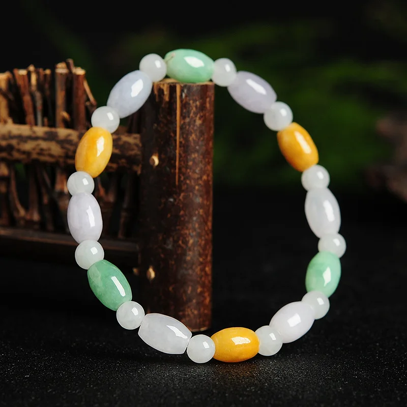 Jade Jade Sancai Road Pass Rice Bead Jade Bracelet Men's