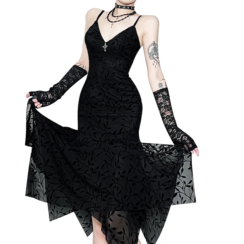 2025 novo vintage partywear reunindo impressão alças cruzadas vestido harajuku y2k retro feminino gótico plissado hem bodycon vestidos teachwear