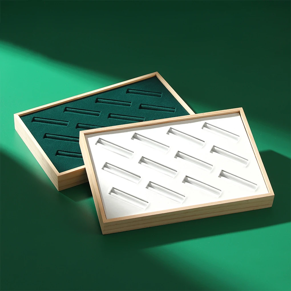 صينية عرض مجوهرات خشبية غير سامة عديمة الرائحة، مقاومة للصدمات، مقاومة للخدش، رائعة باللون الأسود