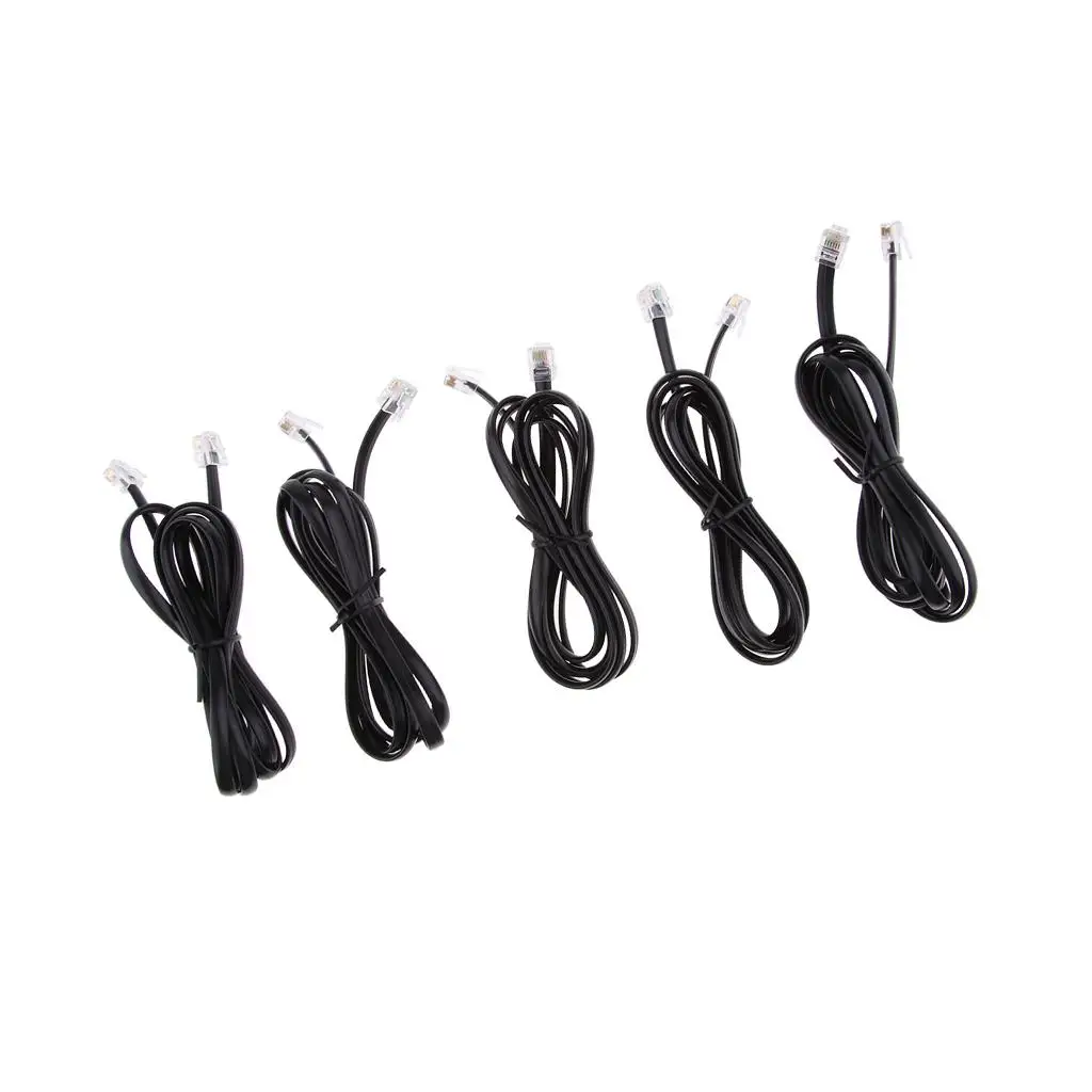 

5Pcs RJ12 6P6C Telephone Cable Modular Data Phone Cords Straight 1.5m