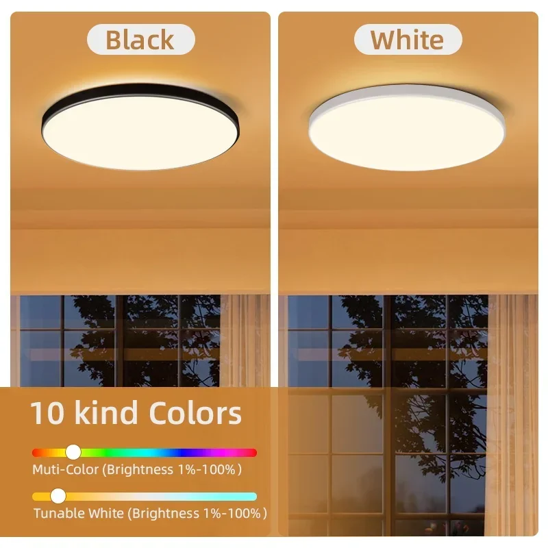 72 واط سقف ليد حديث مصباح 110 فولت 220 فولت Rgb عكس الضوء الذكية Led أضواء مع التحكم عن بعد تجهيزات ضوء السقف لديكور غرفة نوم