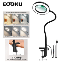EOOKU Bench Vise USB Table Lamp 5X Magnifying Glass Flexible Desk Light LED Magnifier for Reading Working Lighting Soldering