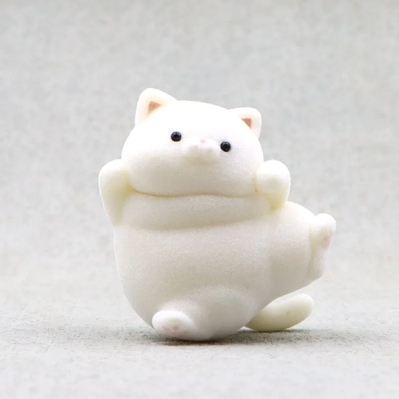 Creative Japanese-style Flocking Fat Cat Cartoon Cute Chubby Kitten Doll Toy Model Desktop Scene Decoration Ornament Funny Gifts