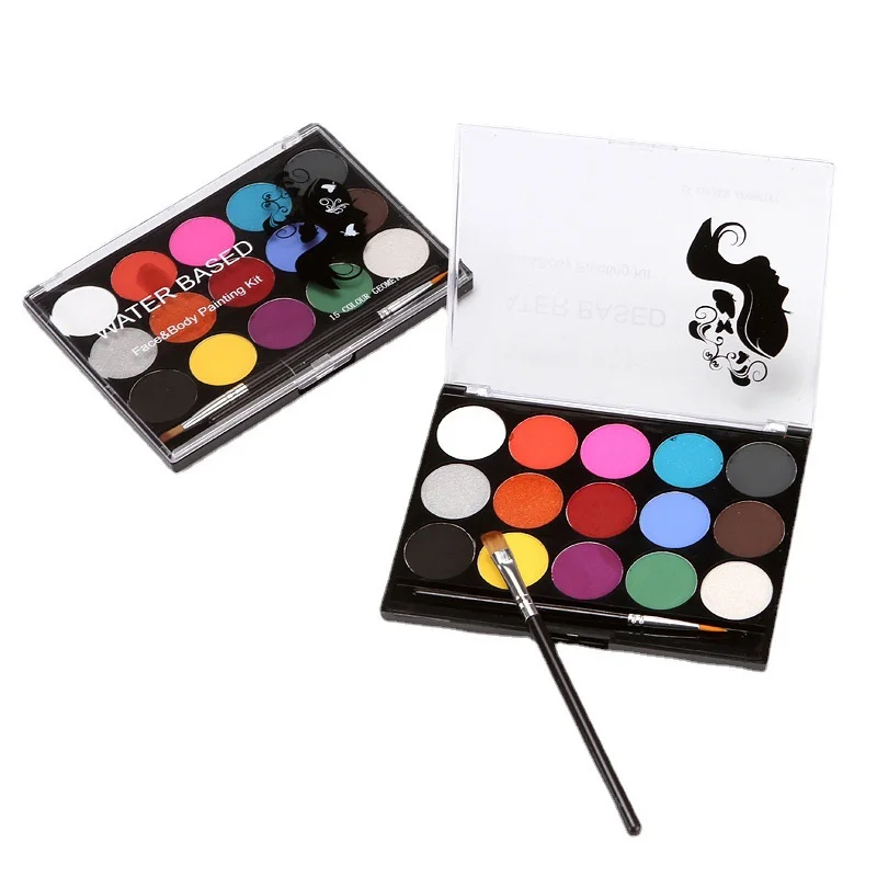 15 Colors Face Body Painting Non Toxic Safe Water Paint Oil with Brush Christmas Halloween Makeup Party Tools