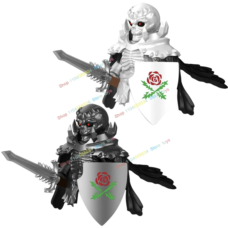 GP108 MOC série de dessins animés squelette chevalier casque armure décoration figurines d'action bloc de construction bricolage jouet cadeaux GP107 106 105