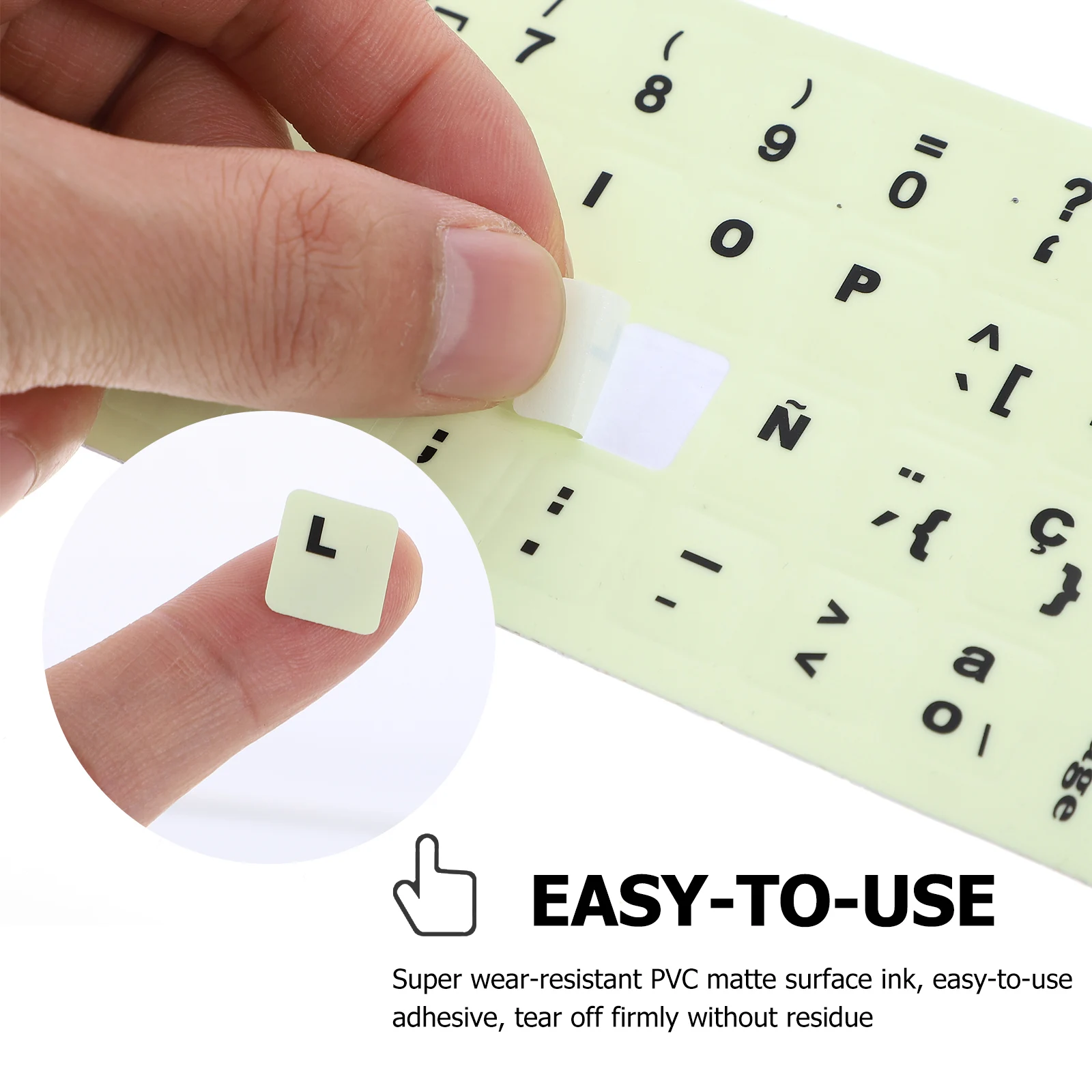 

Glow In The Dark Keyboard Sticker 1.3X1.1Cm Fluorescent Letter For Laptop Desktop Computer Wear Resistant Pvc Matte