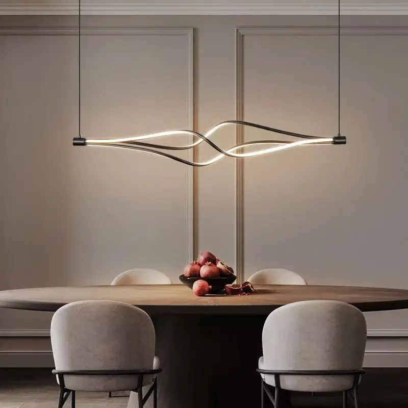 

Modern Led Pendant Lights Chandelier Gold Wave Lampadario Lamp Dinning Room Bedroom LivingRoom Kitchen Hanging Pendant Lamp