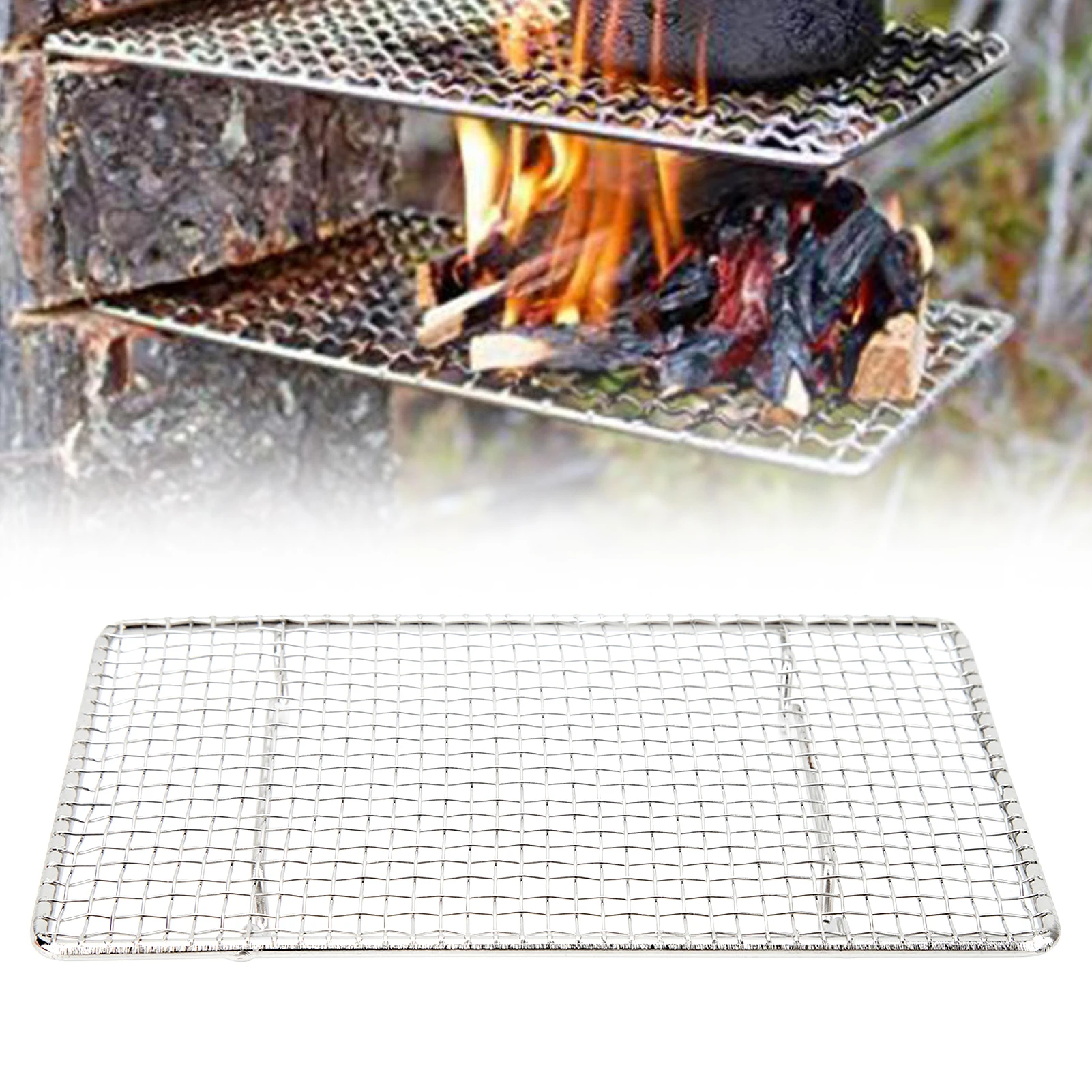 Grill Grate Dishwasher Safe Rectangular Rust Proof Stainless Steel Grill Mesh Rack For Barbecue Baking