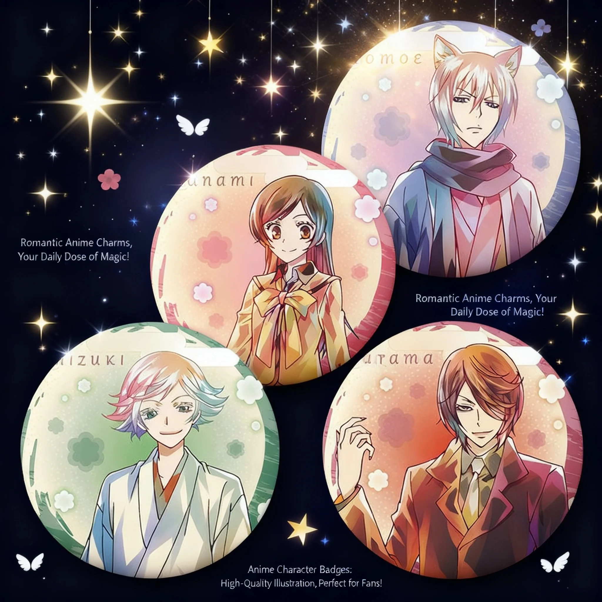 

Anime Goods Badge Brooch From Inu x Boku SS Featuring Natsume Nanami Mizuki Kurama Tomoe Chest Badge Pendant For Otaku