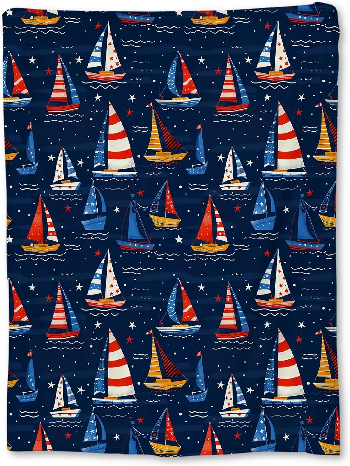 

Nautical Sailboat Blanket - Soft Lightweight Cozy Flannel Colorful Throw Blanket for Adults Kids Women, Warm Fuzzy Blankets for