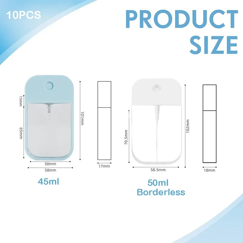 10Pcs Clear Empty Card Mini Fine Mist Spray Bottles 45ml/50ml Refillable Travel Sprayer Perfume Atomizer Container for Face Hair