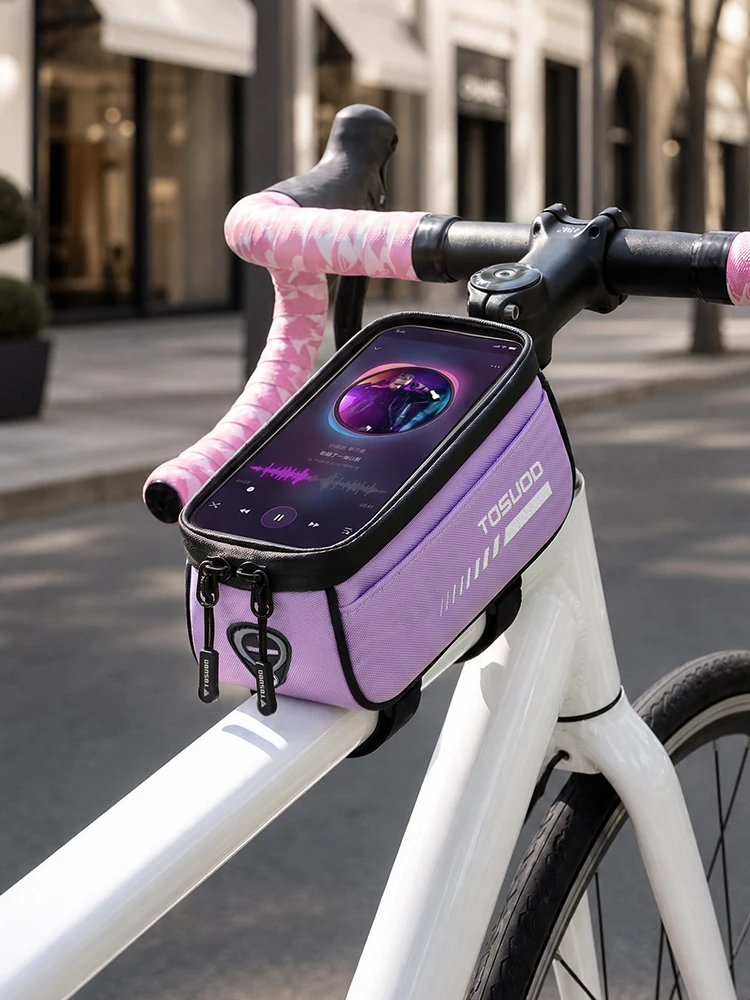 AliExpress TOSUOD Mountain Bike Front Rack Bag Waterproof Bike Storage Front Mount Phone Bag for Cycling Riding Accessories