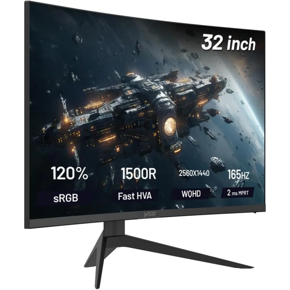 32-Zoll gebogener Gaming-Monitor bis zu 165Hz, QHD 2k (2560 x), 2ms Reaktions zeit, 1500r VA-Panel, Freesync