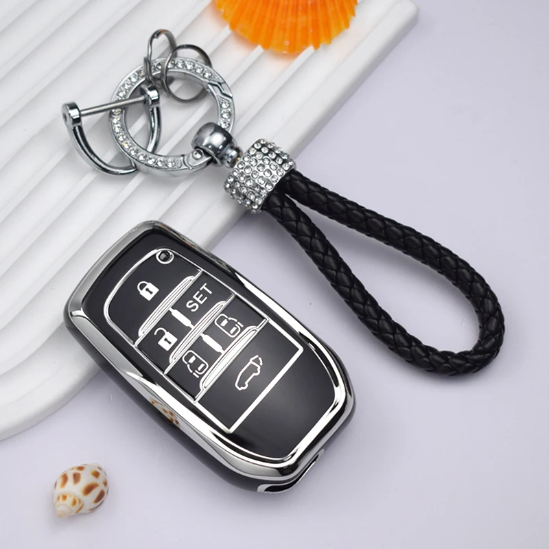 5 6 Buttons TPU Car Key Cover Case For Toyota Alphard PREVIA Voxy Noah Esquire Vellfire Harrier Remote Shell Fob Holder Keychain