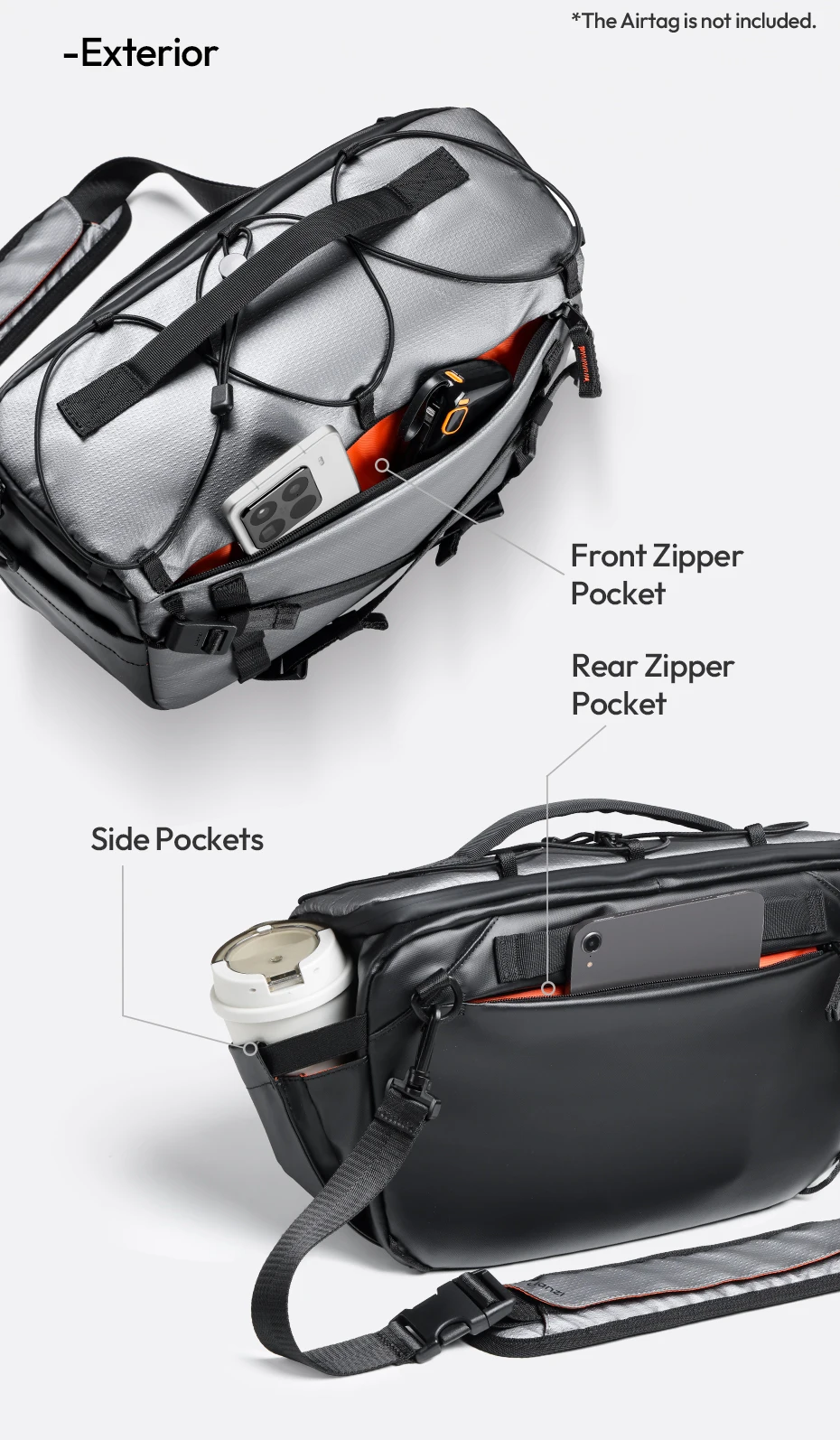 Ulanzi SU02 13L Umhängetasche für Kameras, Objektive, Laptops, Reisen, Schultertasche, Handgepäckhülle mit abnehmbarem Trennwand – Detail 7