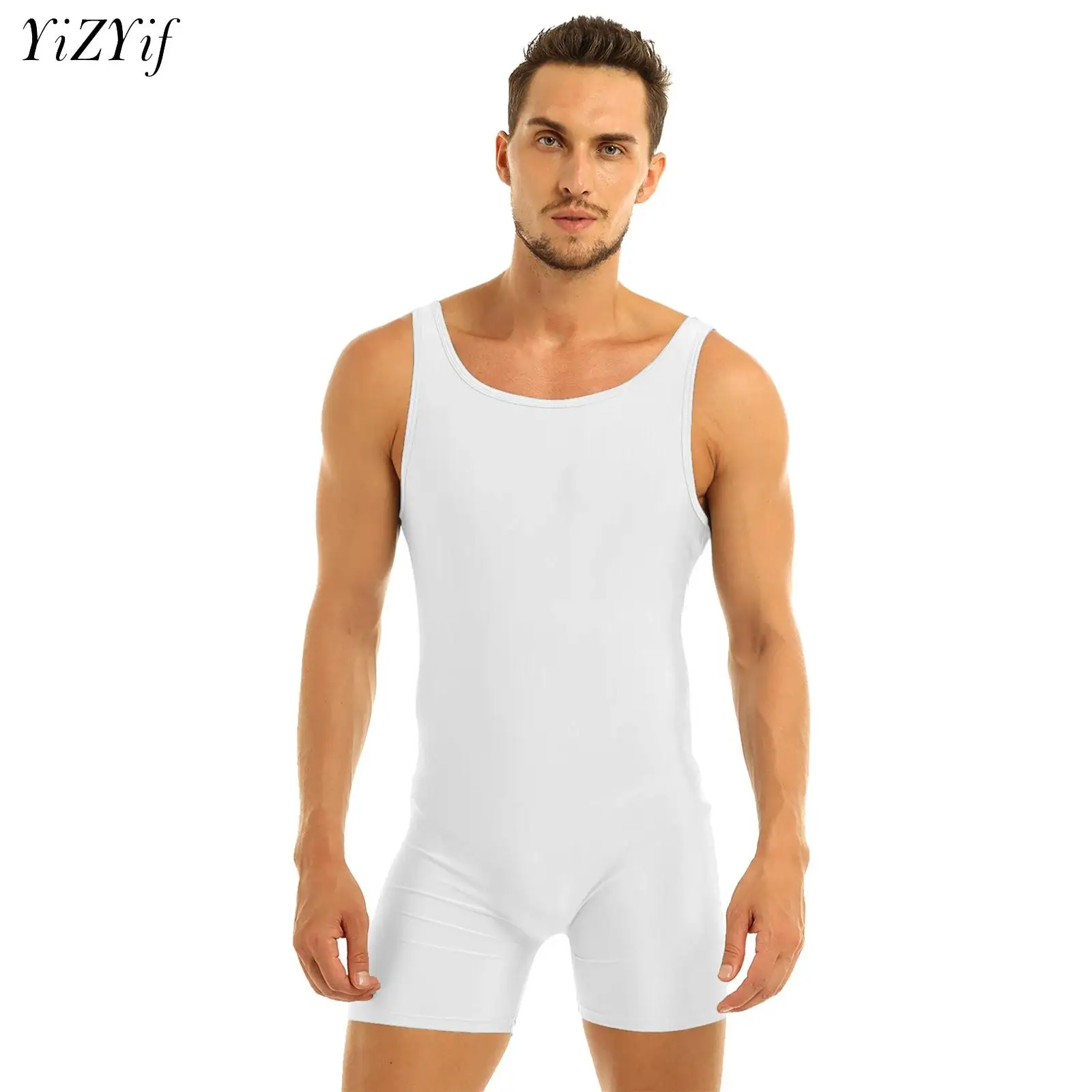 

Sexy Leotard Undershirt Men Sport GYM Hot Bodysuit Body Stocking Shorty Unitard Wresting Undershirts Shaper Men Club Jumpsuit