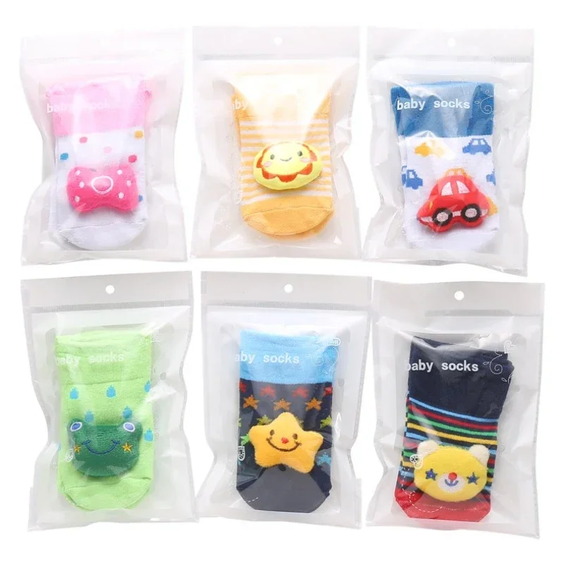 READY STOCK 0-12months Newborn New Cartoon Anti-skid Three-dimensional Doll Baby Socks Striped Dot Cute Children\'s Socks