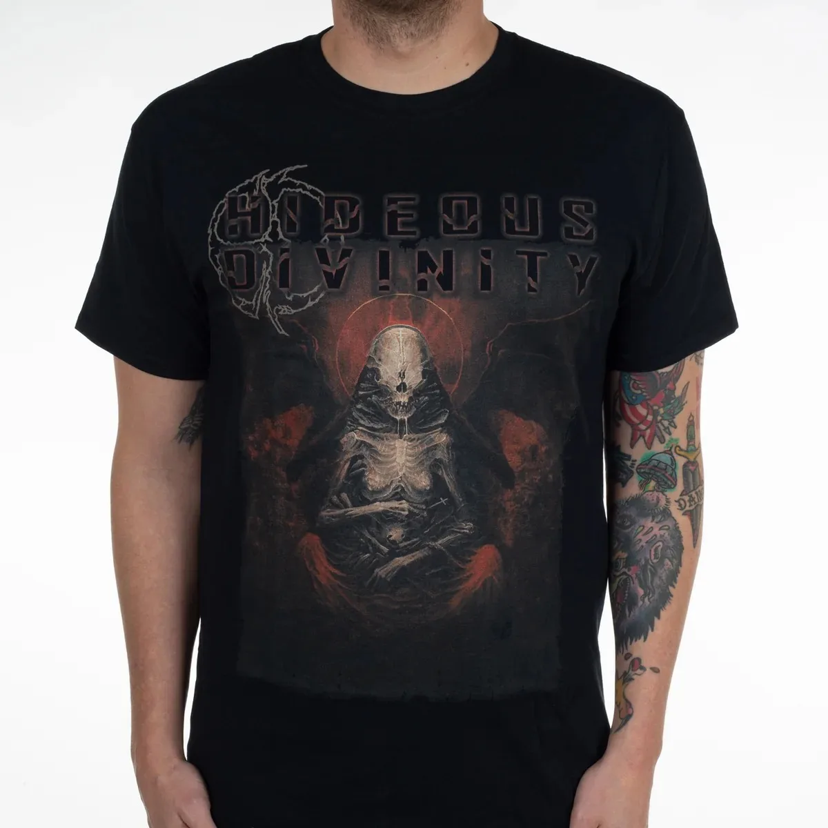 Adveniens Demon Lord Album Art Hideous Divinity Print T Shirt, Technical Death Metal Band Fan Collectible Unisex Graphic Tee