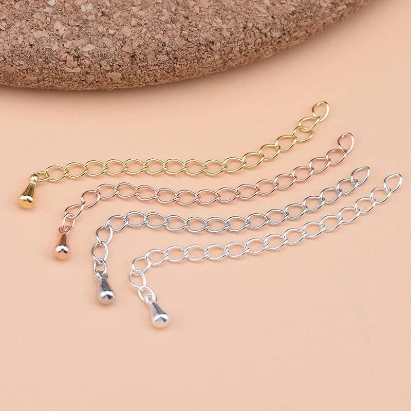 S925 sterling silver extension chain accessories, water drop extension chain, handmade DIY bracelet necklace adjustment chain
