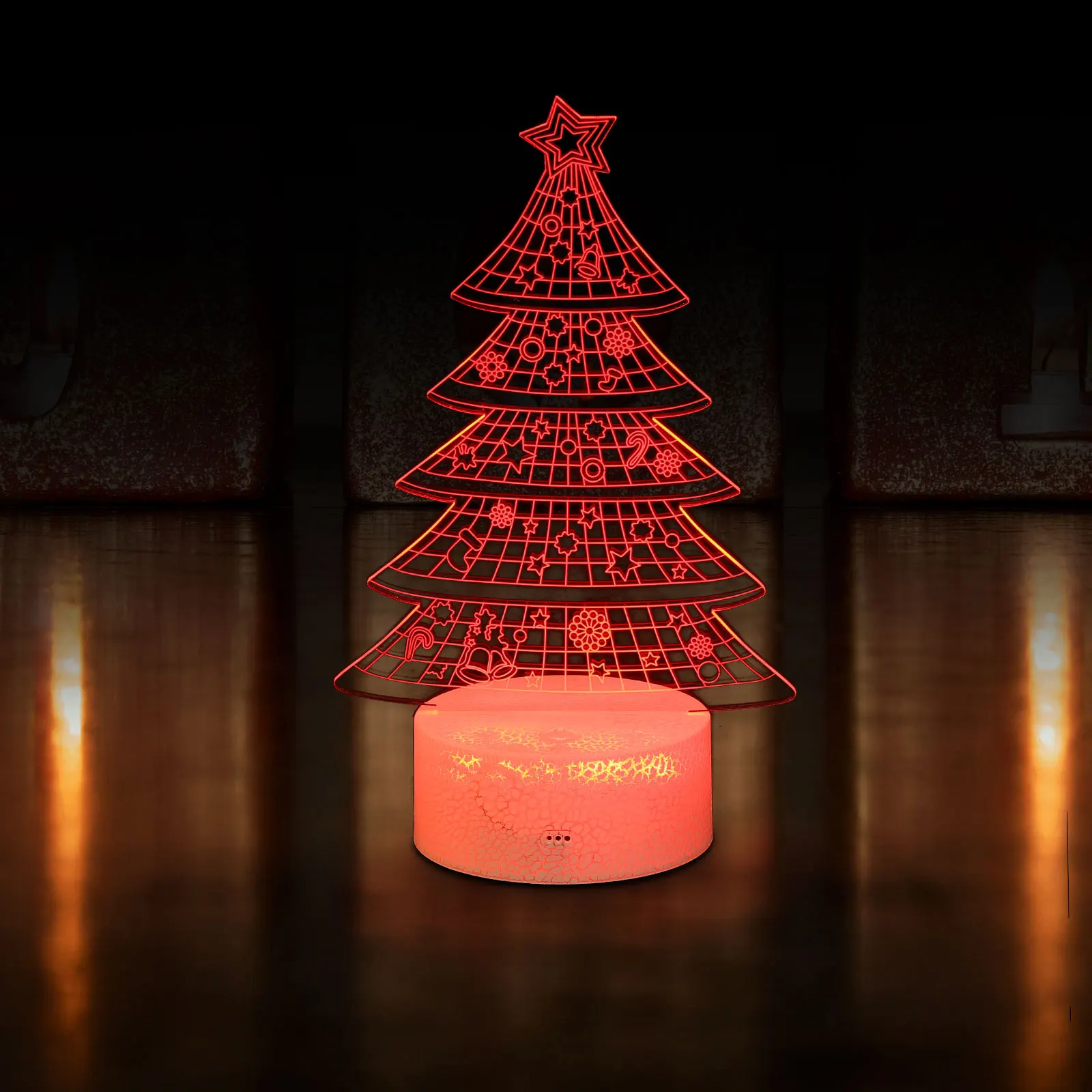 

1 Set Led Night Light Christmas Tree Pattern Foil Decorative Lights Festival Decorations Small Nightlight Christmas Gift 3Aa