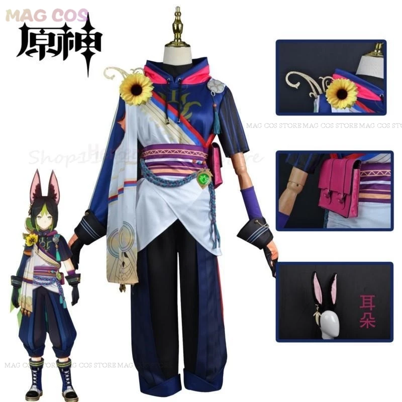 Jeu Impact Tighnari Cosplay Costume, perruque, chaussures à cheveux, Isabel Tighnari, queue de tibia, olympiques avec oreilles, accessoires de cosplay, trempés, femmes, hommes