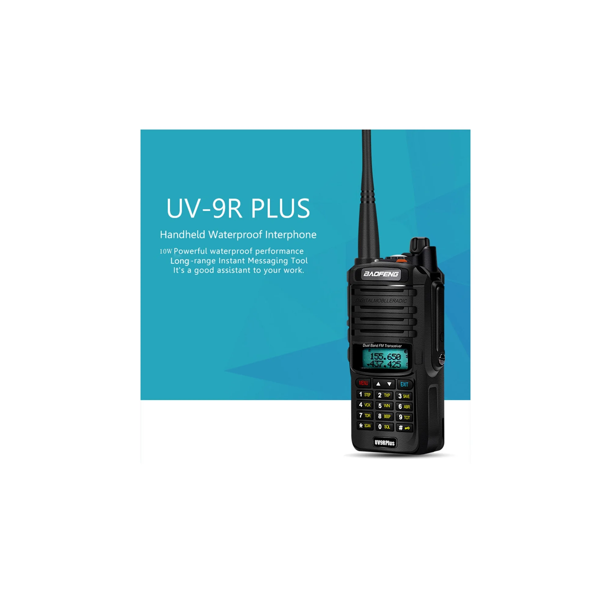 Baofeng-walkie talkie UV-9R plus, radio cb, comunicador, resistente al agua, 10W, 2 unidades