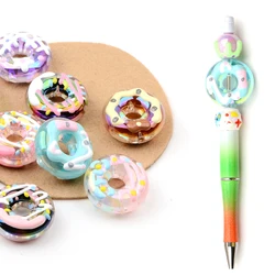 5 Pcs Random Color Creative DIY Donut Beaded Loose Beads Making for Jewelry Ornaments Key Chain Beaded Pens DIY