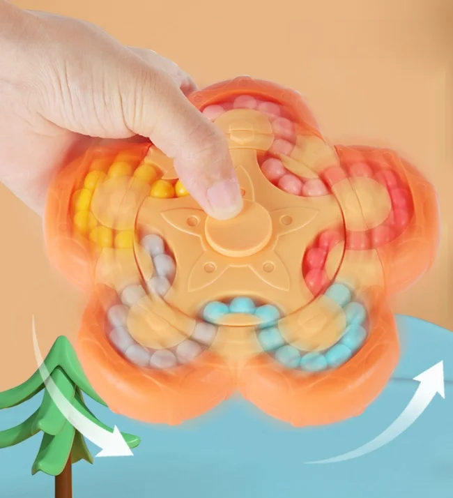 10-Sided Flower Magic Bean Rotating Puzzle, Fidget Spinner Stress Relief Educational Toy for Kids Adults