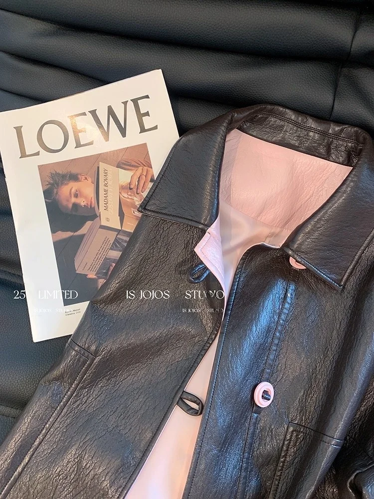 アメリカンレトロ スプライシング カラーブロウ レディース カジュアル ロングスリーブ ジャケット 秋デザイン スリムレザー イルト 多用途 ファッショナブル