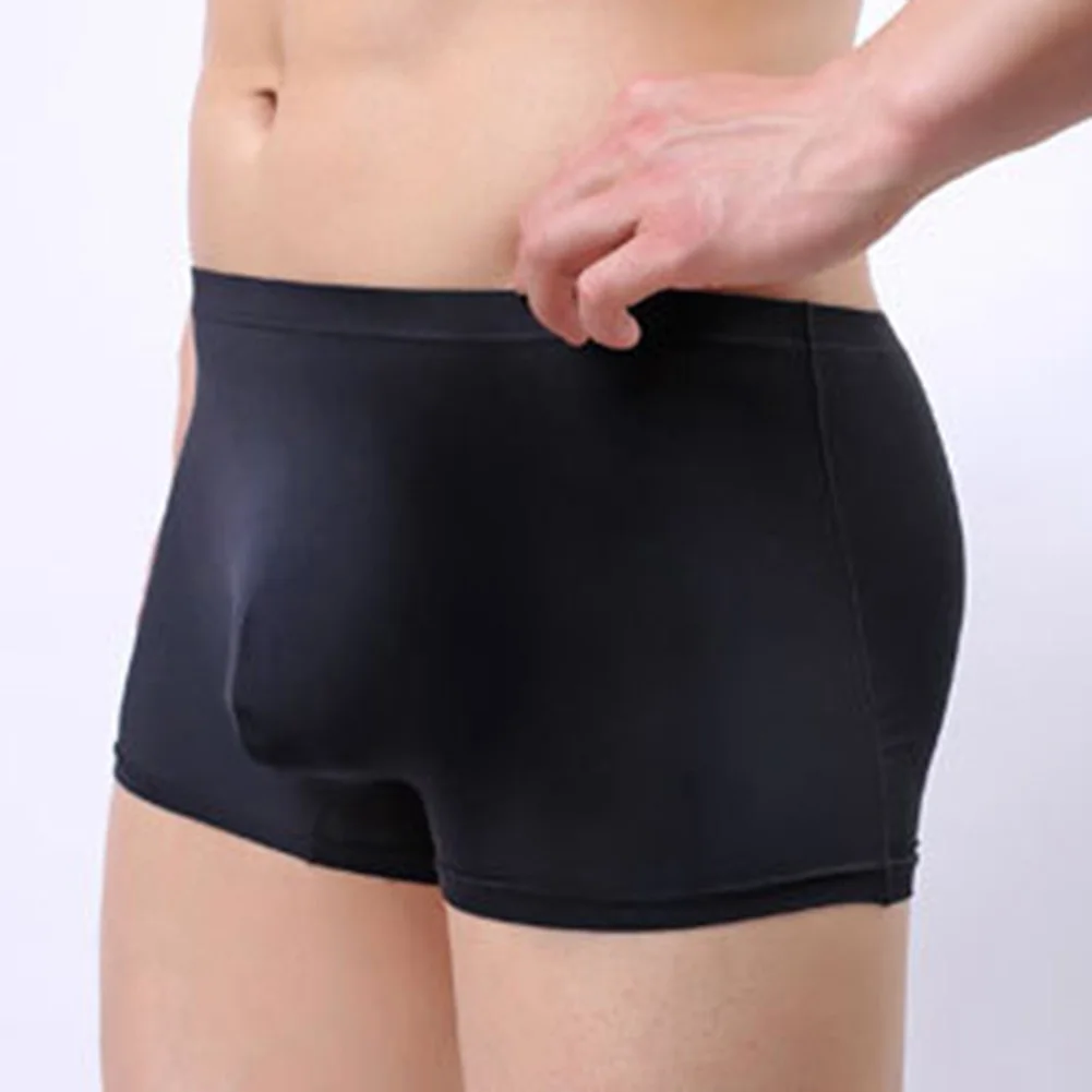 

Men Sexy Ice Silk Seamless Briefs Peni Big Pouch Underwear Shorts Bulge Pouch Sleep Bottoms Male Elasticshorts