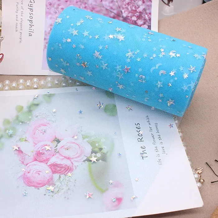 Tulle Roll 10 Yards 15cm Glitter paillettes Tutu tessuto decorazione di cerimonia nuziale Organza Laser artigianato fai da te forniture per feste di compleanno bianco