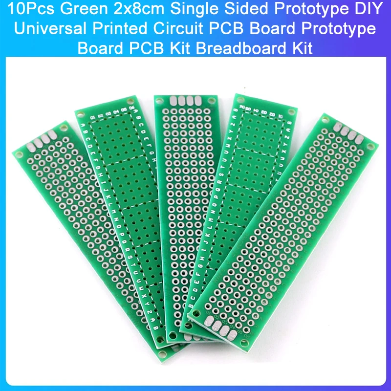 Placa de circuito impreso Universal, Kit de placa de pruebas PCB, 10 piezas, verde, 2x8cm