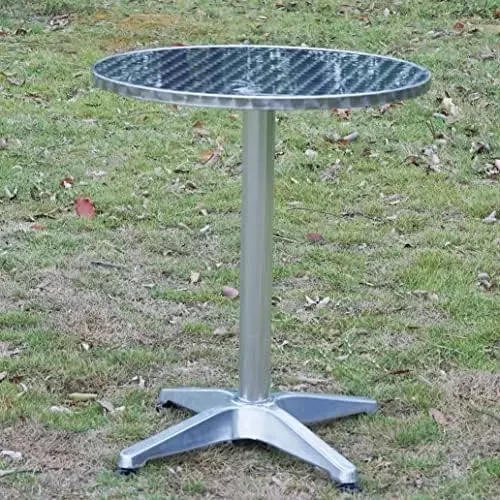 Indoor Outdoor Restaurant Stainless Steel Aluminum Metal Slat Stack Lightweight, 4 Chairs with a 27.5