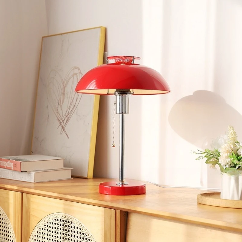 

Bauhaus Baking Paint Wrought Iron Pull Cord Switch Table Lamps Living Room Bedroom Restaurant Office Eye Protection Desk Lightsv