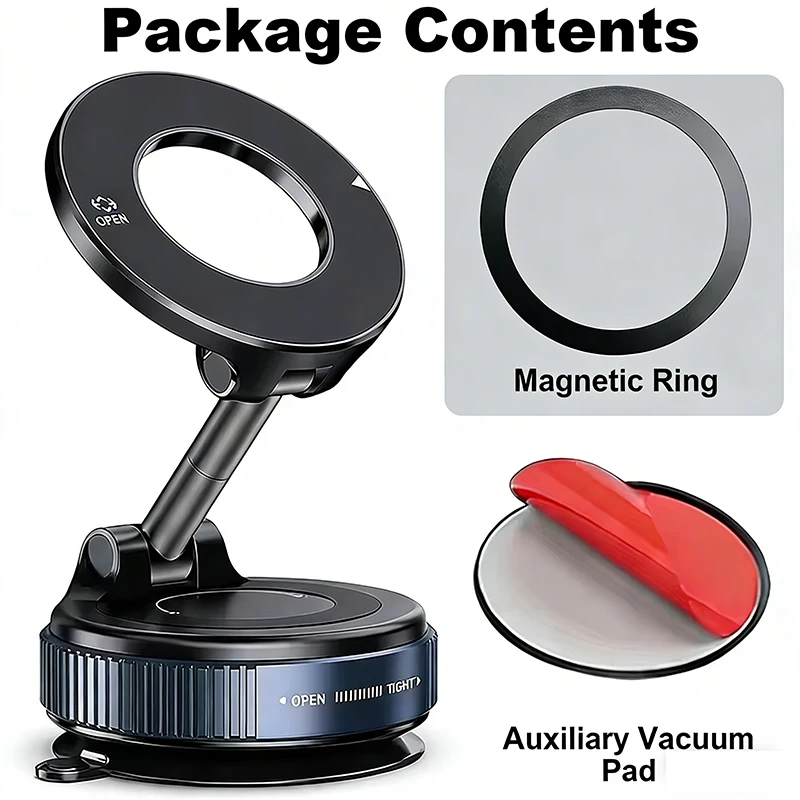 

Магнитный держатель для телефона в автомобиль с вакуумным креплением, улучшенная версия с регулировкой под разными углами, мощный магнитный захват, складной, для навигации