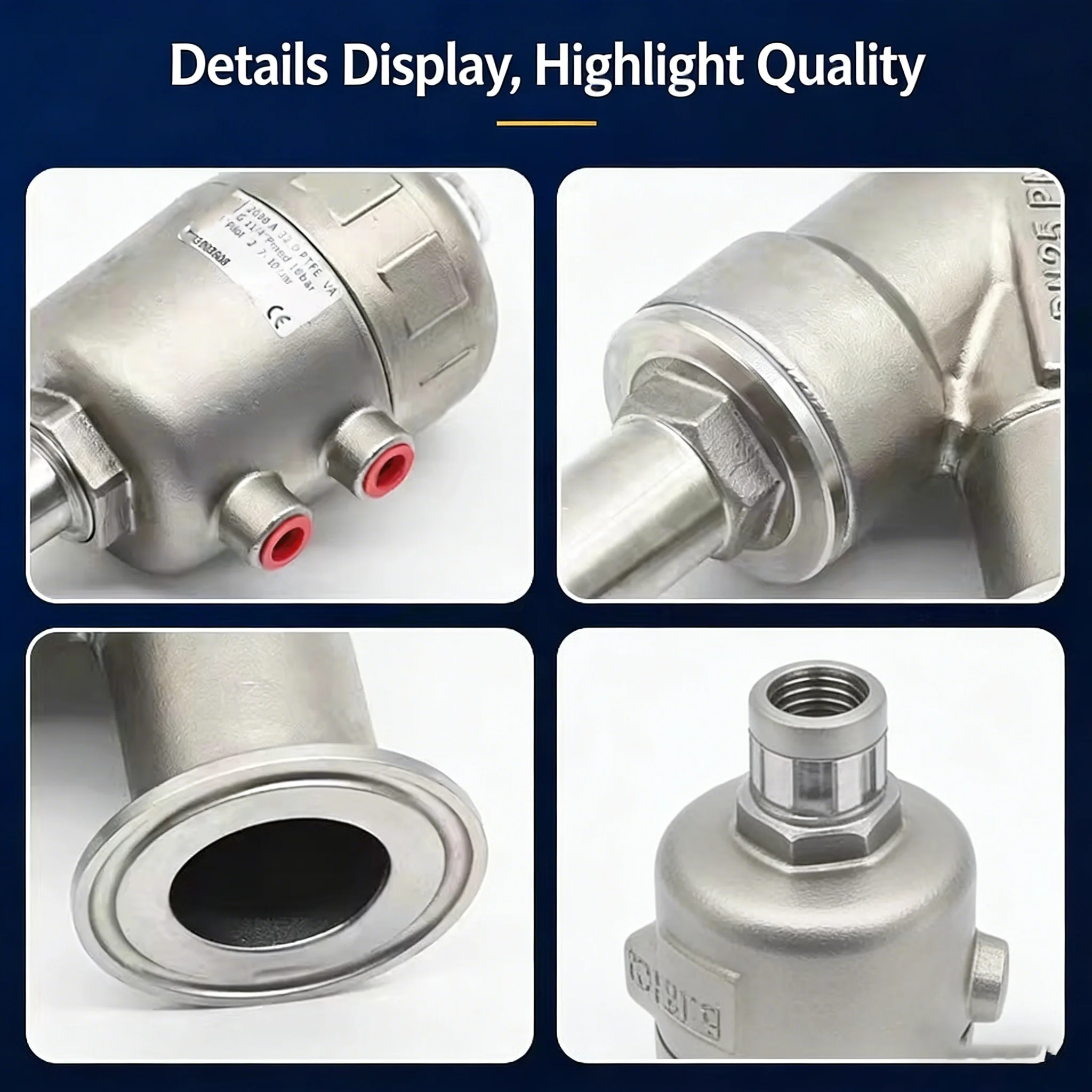 Pneumatic Quick-installation Angle Seat Valve 304 Stainless Steel Clamp Type Quick-connect High-temperature Steam Y-typeDN15 20
