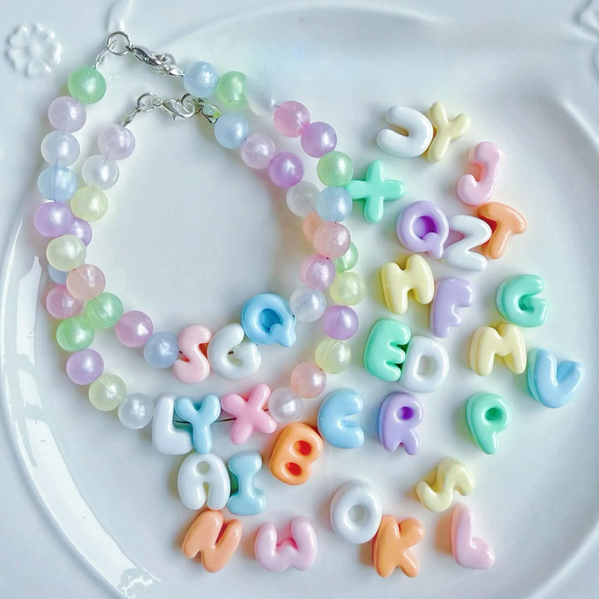 10-20Pcs Letter Hole Beads Resin Ring Acrylic Pendants Flatback Charms DIY Earrings Bracelet Keychain Jewelry Craft Supplies