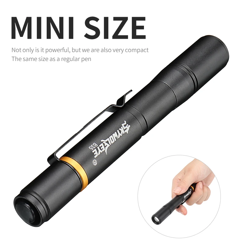 1 Pack Small Mini Flashlight AAA Ultra Bright LED Pen light Waterproof  Pocket Clip Tactical Torch Lamp (battery not include