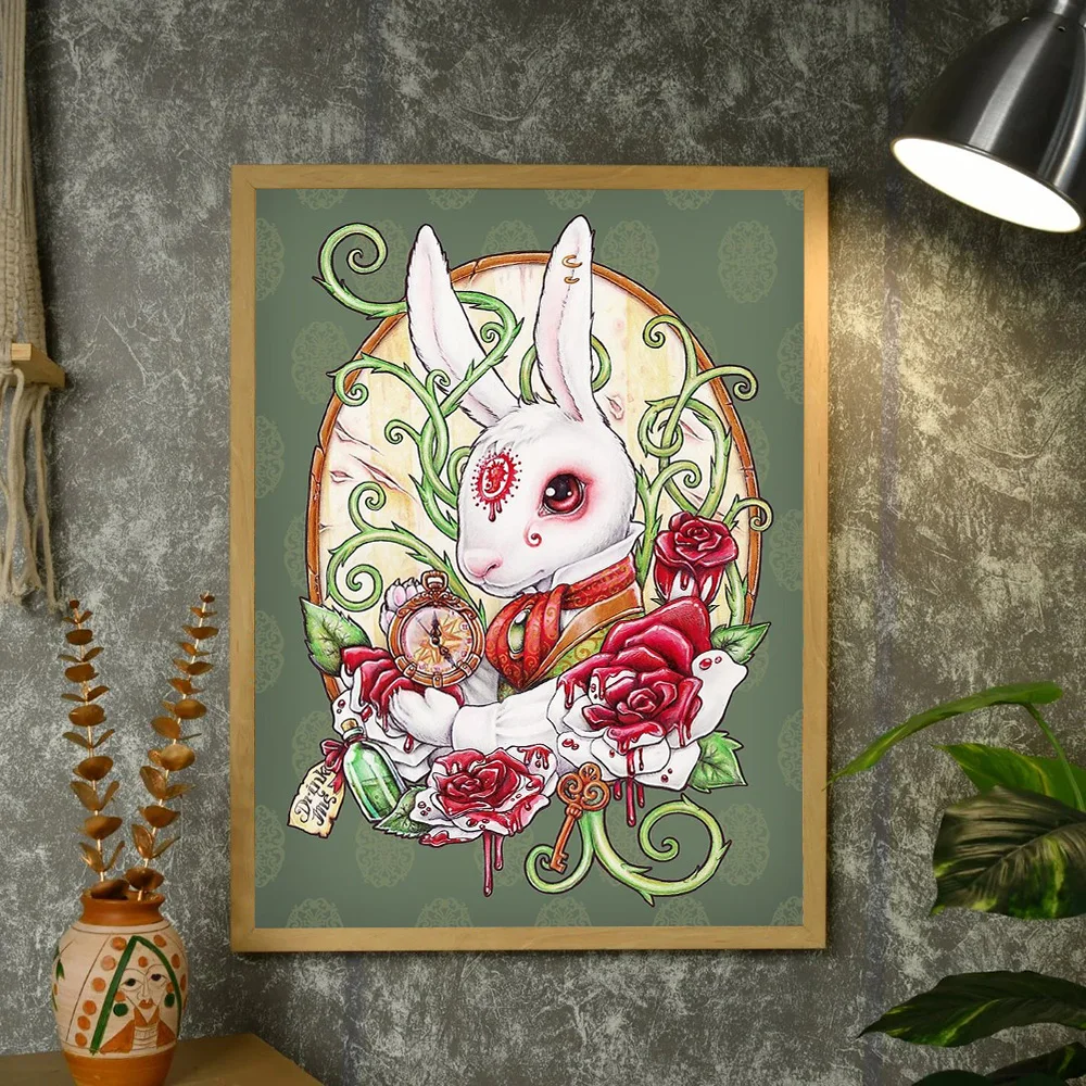 غريب الأطوار أليس في بلاد العجائب قماش الفن السريالي جدار ديكور الخيال صورة هدية فريدة ديكور المنزل فن البوب قماش طباعة