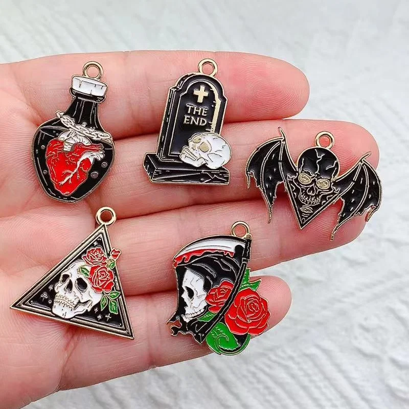 

10pcs Alloy Charm Cartoon Earrings Pendant DIY Keychain Necklace Jewelry Pendant Necklace Halloween Easter Gift